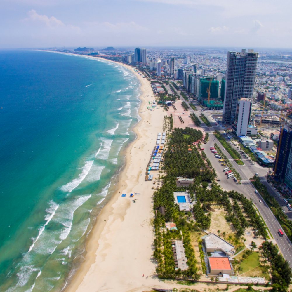Da Nang beach and city from above