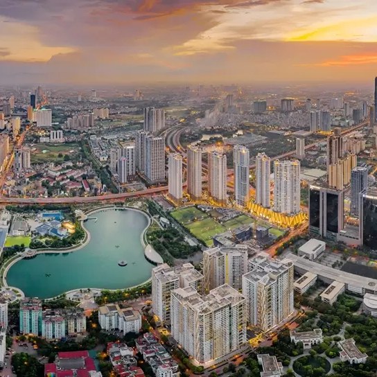 Hanoi lakes and city skyline